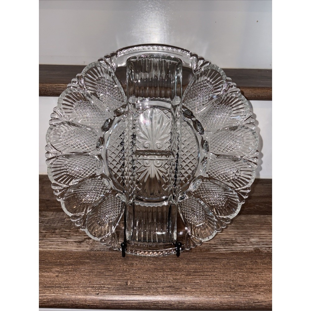 Vintage 1950's LE Smith Heavy Deviled Egg/Relish Plate